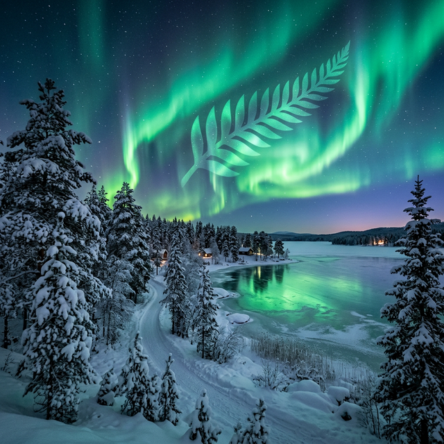 Swedish landscape with northern lights